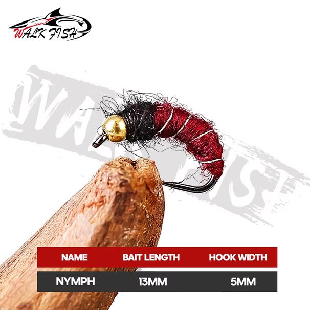 WALK FISH 5Pcs 12mm/13mm Nymph Fly Bait Caddisfly Compound Rotation Willow Leaf Sequins Metal Artificia Bait Trout Sea Fishing_desvips.com