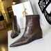Comfortable Low 6383-1 Women's Wedge Hidden Heel Back Zipper Slimming Versatile Short Boots_desvips.com