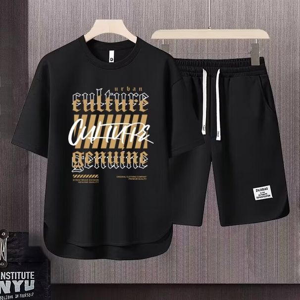 Men's Clothing 2024 Waffle Casual Summer Suit Men's Loose Teen Short sleeved T shirt Shorts Handsome Two piece Suit_desvips.com