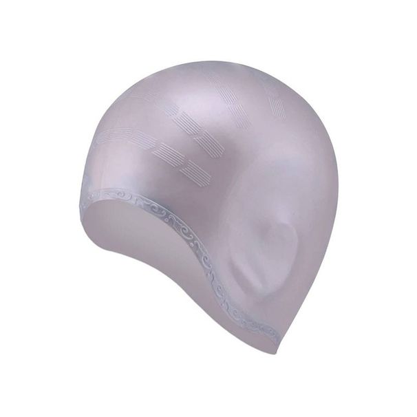 Adult Children's Swimming Cap Silicone Waterproof Men's And Women's Water Drop Cap Flat Cap Solid Color Long Hair Ear Protection Large Swimming Cap_desvips.com
