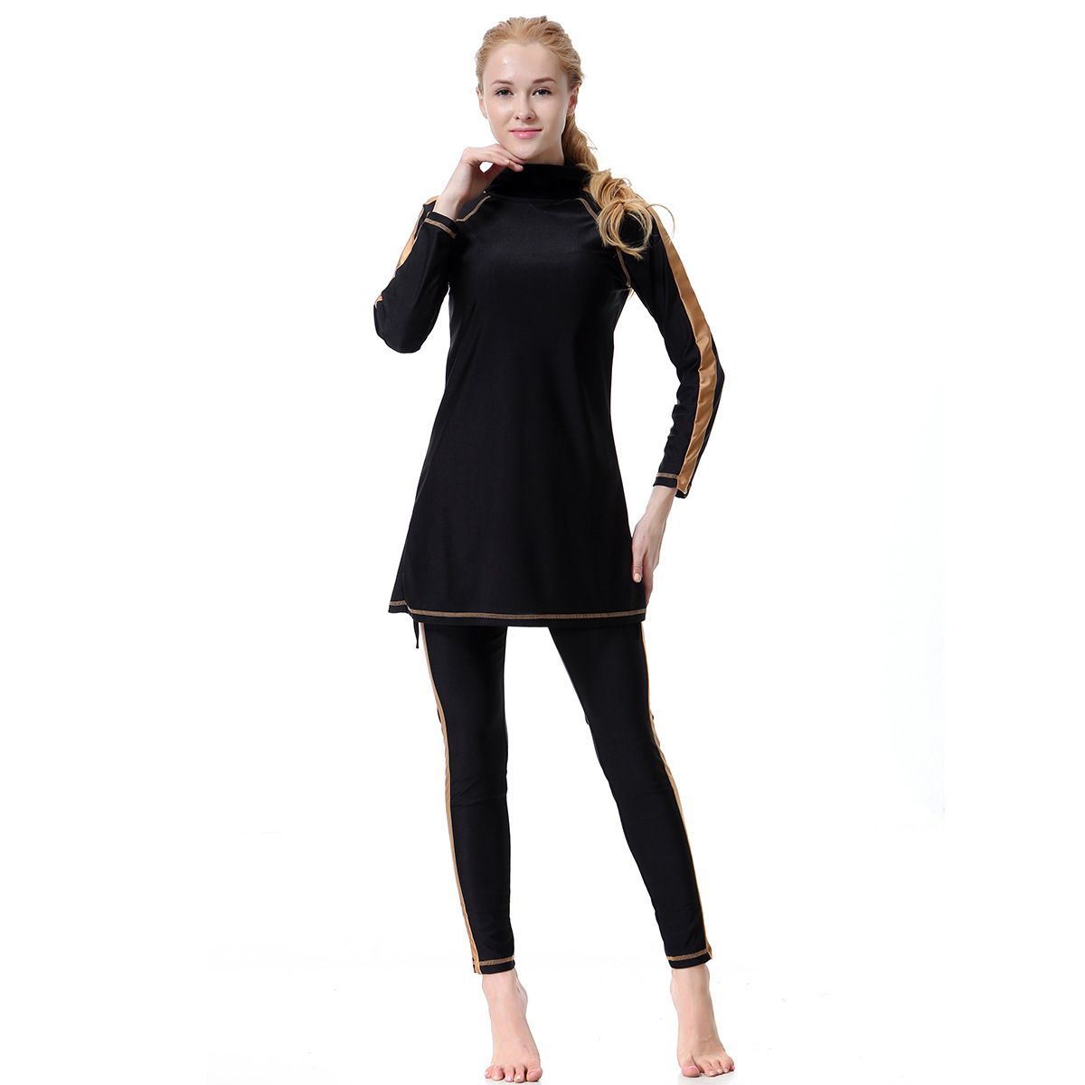 Muslim Swimwear Women's Conservative Long Sleeve Hooded Swimsuit_desvips.com
