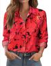 Women's Floral Print Button-Down Shirt, Long Sleeve V-Neck Blouse, Casual Loose Fit Top For Daily/Office/Summer, Lightweight & Breathabl Maglia Donna _desvips.com