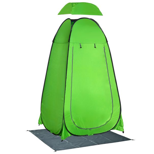 Tenda Doccia Da Campeggio Per Esterni Con Porta A Cerniera, Borsa, Portaoggetti E Gancio, 126x124x189cm, Verde_desvips.com