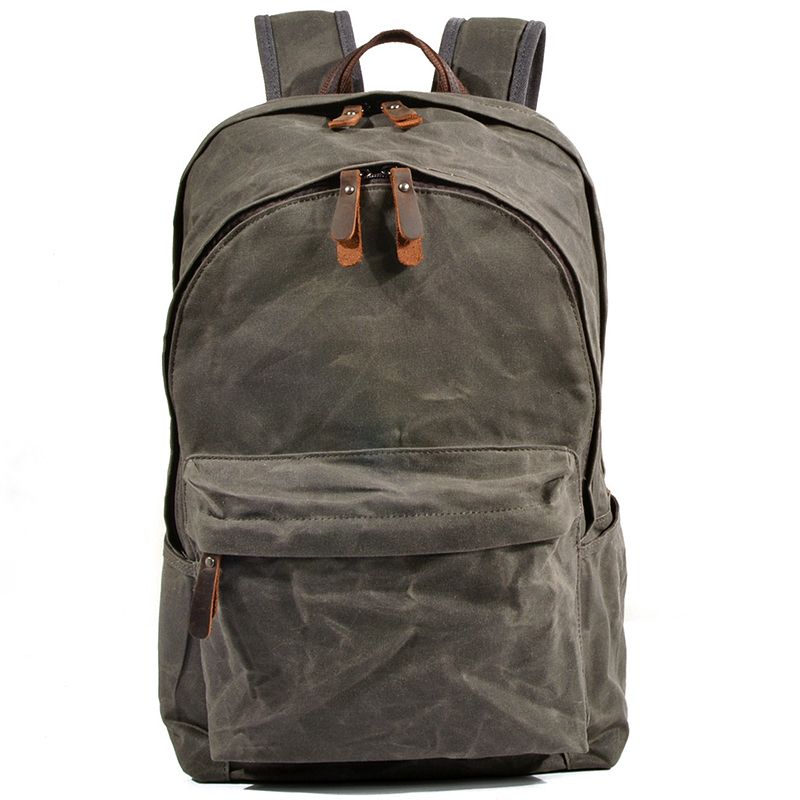Travel Retro School Bag Casual Military Style Oil Wax Canvas_desvips.com