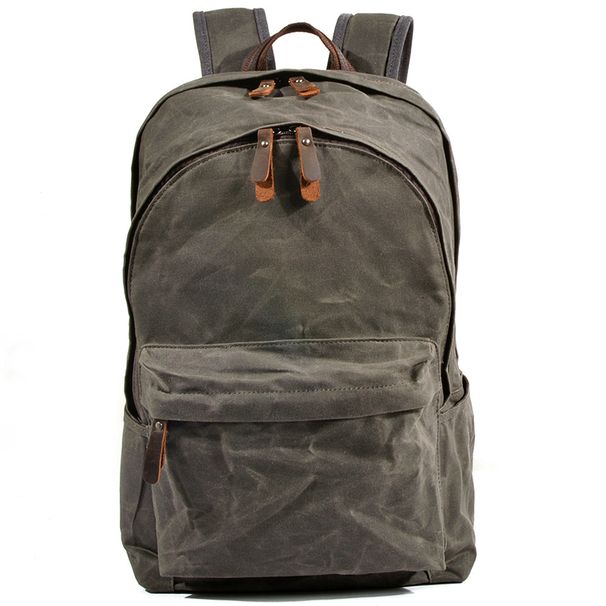 Travel Retro School Bag Casual Military Style Oil Wax Canvas_desvips.com