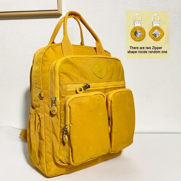 Fashion Woman Waterproof Nylon Soft Handle Solid Multi-pocket Travel Zipper Feminina School Bags Laptop Backpack_desvips.com