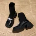 Platform Knitted Womens Snow Boots High Heels Beaded Leather Ankle Shoes 2025 Trend Winter Pump Wearing Socks Botas_desvips.com