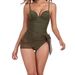 One Piece Two Piece Swimsuit Hard Packed Steel Support Gathered I Dark Green Pants Sexy One Piece Swimsuit For Women_desvips.com