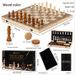 Large Solid Wood Double Queen Magnetic Chess Checkers Set Foldable Chessboard Adult Children Educational Toy_desvips.com