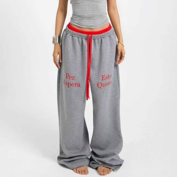 Korean Style Plaid Patchwork Sports Dance Sweatpants For Men Loose Straight Wide-Leg Casual High Street Pants Ins_desvips.com