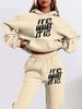 Bestselling Women's Letter Print Hoodie Set, Minimalist Long Sleeve Jogger Outfit, Cozy Yet Stylish Loungewear_desvips.com
