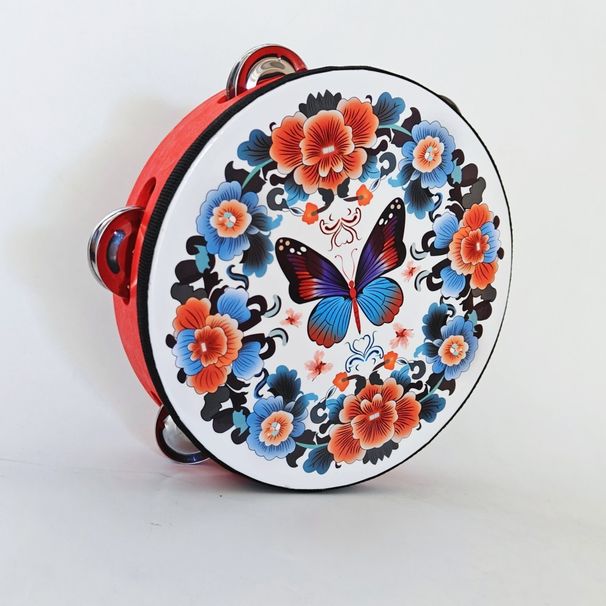 Dunhuang Feitian Dance Props For Grading Use Red Circle Tambourine Xinjiang Uyghur Kindergarten Hand Clap Drum_desvips.com