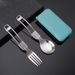 304 Stainless Steel Foldable Chopsticks Spoon Portable Travel Student Outdoor Camping Cutlery Set Of Three_desvips.com