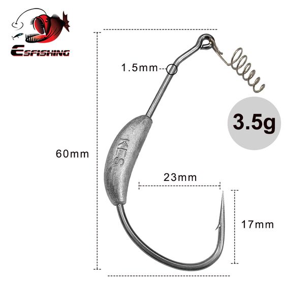 KESFISHING Fishing Hook 3.5g 10g 14g 24g 26g High Carbon Steel Wide Crank Offset Fishhook Jig Head Soft Lure For Fishing_desvips.com