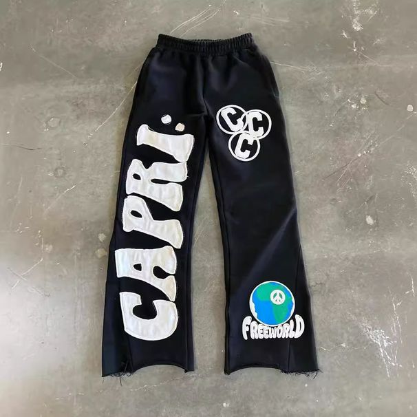 High INS American Style Personality Street Cotton Unisex Loose Printed Long Trendy Brand Casual Pants_desvips.com