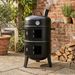 33-inch Vertical Charcoal Smoker And Grill, 2-in-1 Double Layer BBQ Smoker With Built-in Thermometer And Hooks, Heavy Duty Barrel Style Outdoor Grill_desvips.com