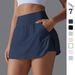 NOKOMETA New Cool Sunscreen Tennis Skirt High Waist Tight And Thin Fake Two-piece Skirt Pants Women's Back Waist Pocket Sports Yoga Skirt_desvips.com