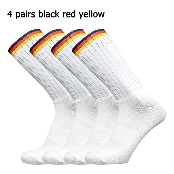 4 Pairs Of Outdoor Sports Breathable Lightweight Non Slip Silicone Striped Cycling Running Socks_desvips.com