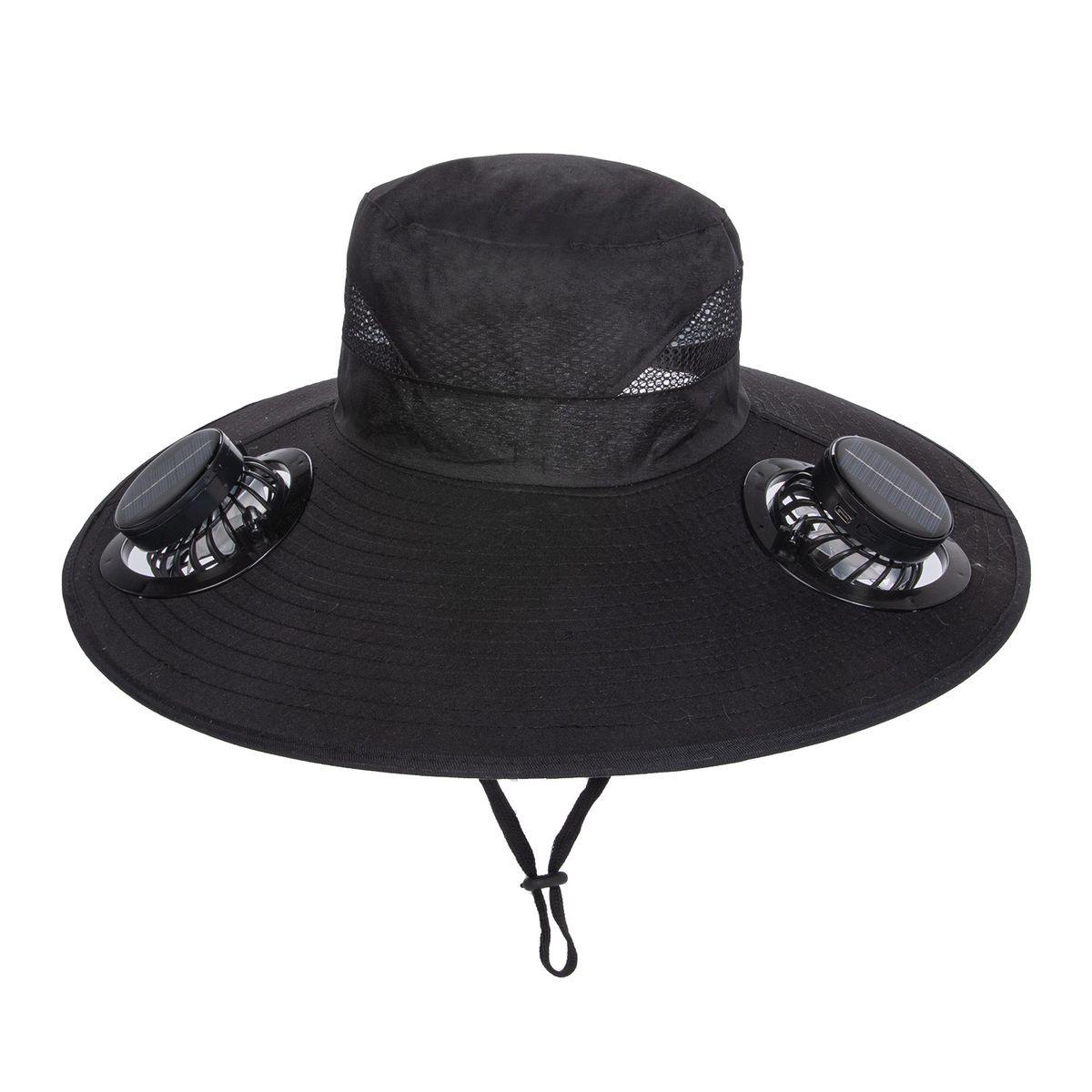 Solar Powered Fan For Men, Summer Outdoor Hiking Fishing UV Sunshade Extra Large Brim Sun Protection Fisherman Hat_desvips.com
