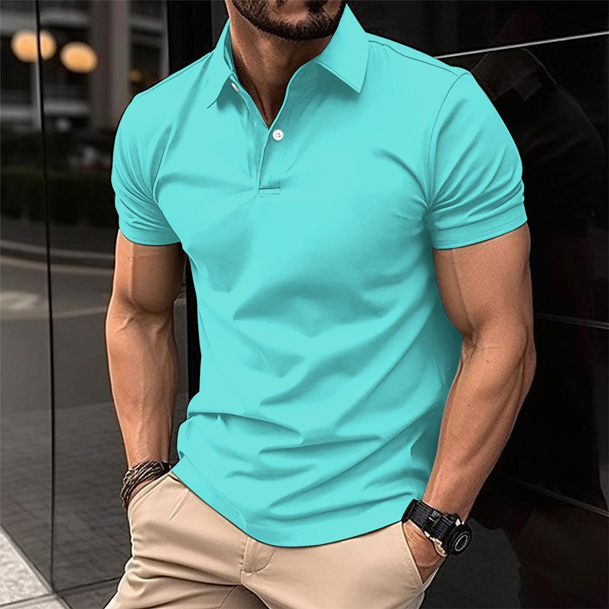 Men's Summer Ice Silk Cotton High-end Polo Shirt Short Sleeve Business Thin Line Lapel T-shirt Top Paul_desvips.com