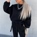 Women's Clothing autumn and winter new fashion solid color sweatshirt casual two piece set_desvips.com