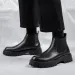 British Style Men Thick Bottom Waterproof Work Shoes Casual Fashion Classic Leather Comfy High Top Round Toe Boots_desvips.com