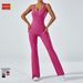 Women's Wide Leg Yoga Bodysuit Sports Fitness Wear Slimming Abdomen Flare Pants Casual Gym Clothing_desvips.com