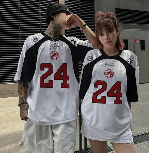 Number Letter Printed Jersey Fan Culture Men's T-Shirt Short Sleeved High Street Hip Hop Oversize T Shirt_desvips.com