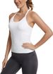 Women's Breathable Ribbed Soft Yoga Tops Seamless Workout Tank Built-In Bra Racerback Athletic Fitness Shirts Skinny Fit Nylon_desvips.com