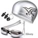 Fashion Anti-fog HD Swimming Goggles + Silicone Nose Clip Earplugs +PU Swimming Cap Combination_desvips.com