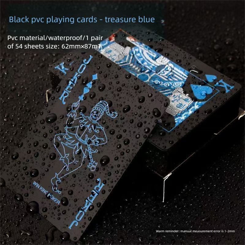 Black Texas Plastic PVC Waterproof Flower Cut Creative Washable Widened Card Playing Cards_desvips.com