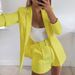 Women's clothing cross-border European and American summer fashion temperament sexy lapel cardigan top shorts suit suit_desvips.com