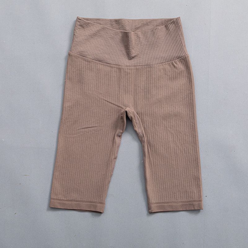 Quick Drying Breathable Sports Bra And Shorts Set Vertical Stripes Running Yoga Fitness Five Point Short Sleeved_desvips.com