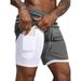 2025 New Model Cross-Border Double-Layer Solid Color Shorts Men, Quick-Dry Running Pants For Fitness And Training_desvips.com
