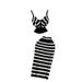 Women's Clothing all match contrast color striped ice silk knitted suit _desvips.com