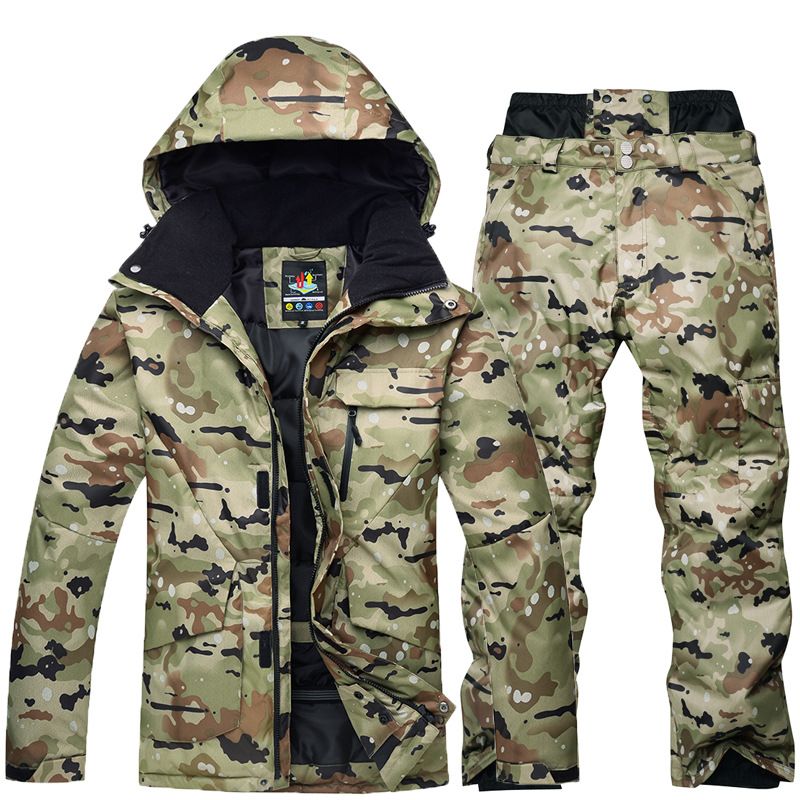 New Men's Snowboarding Suit Winter Outdoor Warm Thickened Camouflage Ski Jacket And Pants_desvips.com