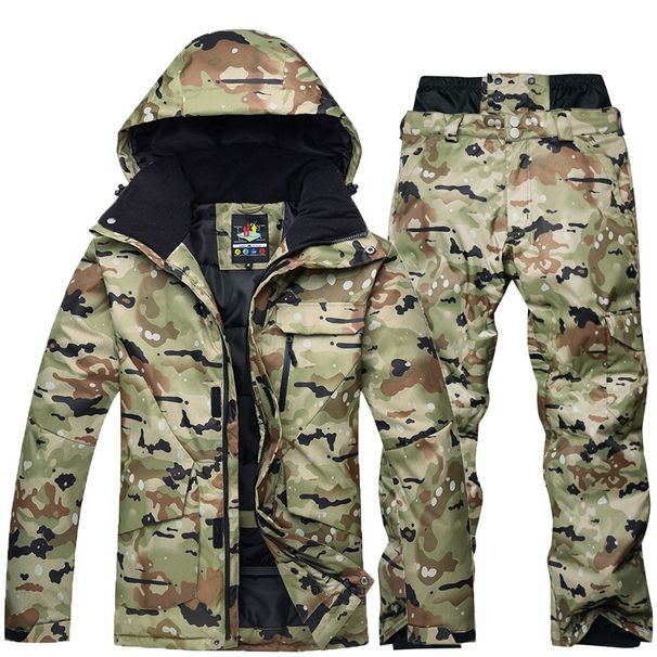 New Men's Snowboarding Suit Winter Outdoor Warm Thickened Camouflage Ski Jacket And Pants_desvips.com