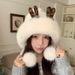 Lei Feng Cold-Proof Outdoor Japanese Style Warm Plush Ear Protection Fleece-Lined Autumn Winter Deer Antlers Women_desvips.com