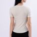 llulu Same Henley Shirt Spring And Summer Short-sleeved T-shirt Knitted Waist Thin Bottoming Shirt Sports Yoga Clothes Top Women_desvips.com