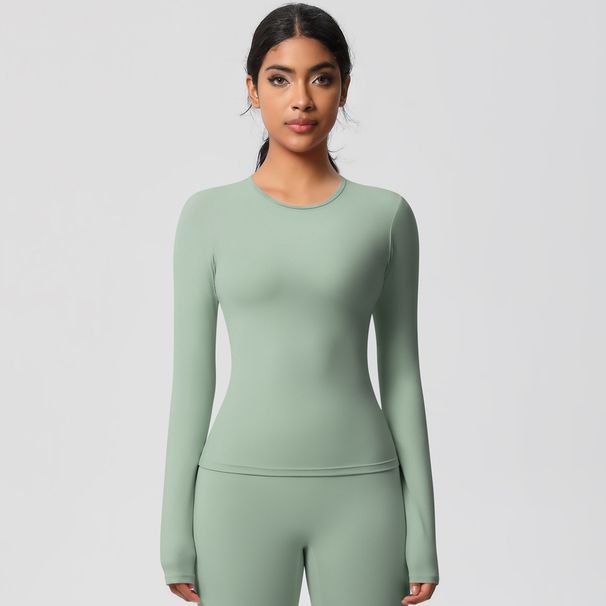 Nude Feel Brushed Yoga Wear Quick Drying Sports Base Layer Long Sleeved Top for Casual Outdoor Running Fitness Tight Fitting_desvips.com