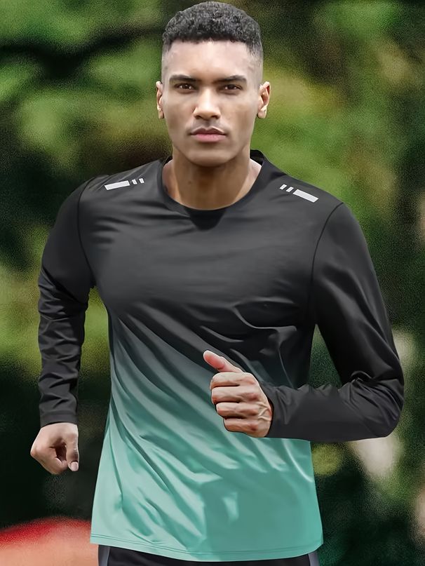 Men's Four Seasons Long Sleeve Outdoor Quick-dry Running Training Breathable Leisure Fitness Top_desvips.com