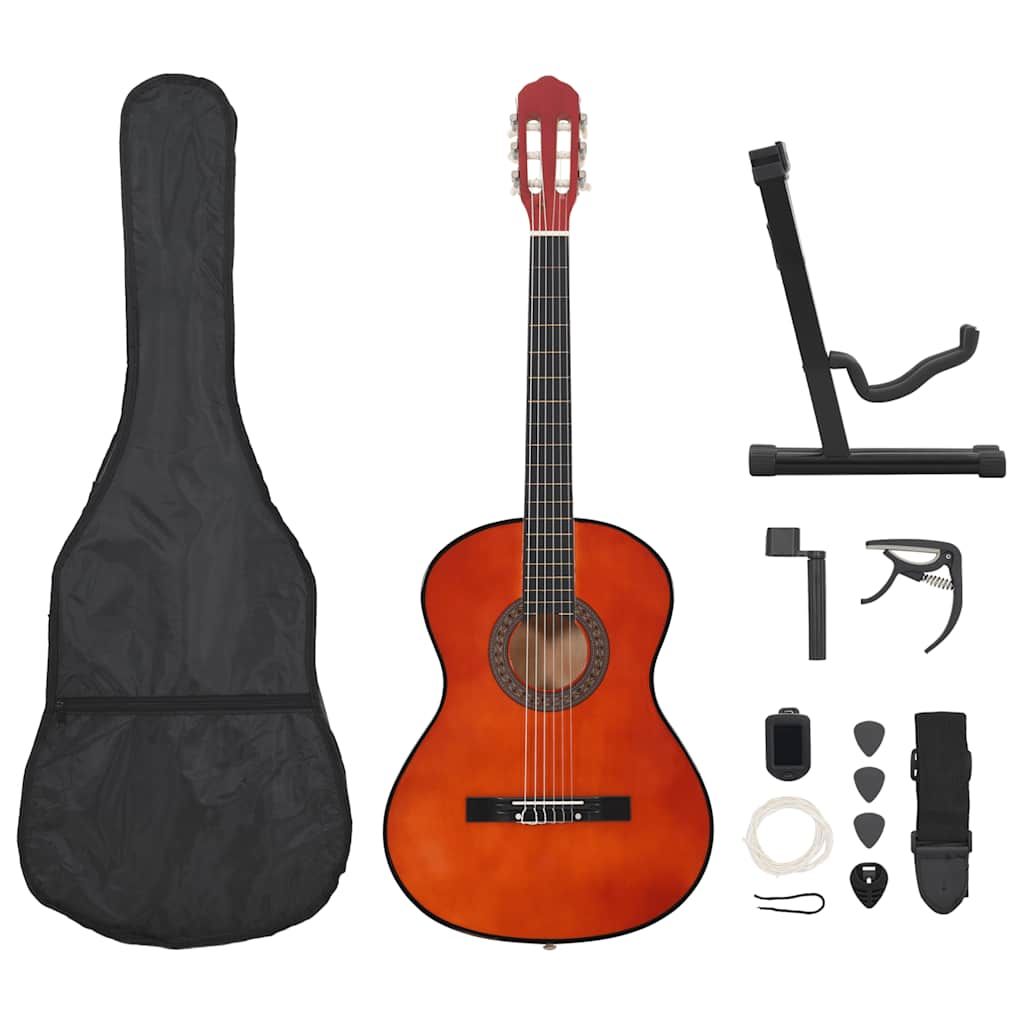 Classical Guitar Set - 4/4 Size For Beginners And Musicians - Blue/Natural/Black - Includes Gig Bag, Strap, Picks, Strings, Winder, Capo, Tuner, Stand_desvips.com