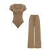 Autumn And Winter New Solid Color Small Pit Strip Casual Onesie Pants Fashion Two-piece Suit Women's Clothing_desvips.com