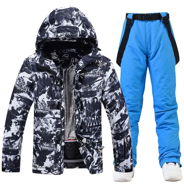 001 New Suit Set For Men Winter Outdoor Windproof Water-Resistant Warm Thickened Snowboard Snow Ski Jacket And Pants_desvips.com