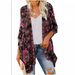 2025 European And American Beach Jacket For Women, Mid-Length Cardigan, Long Sleeve Printed Kimono Cover-Up,_desvips.com