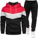 New Men's Three-Color Sweatshirt Sports Fashion Casual Spring Autumn Patchwork Hooded Top And Long Pants Two-Piece Set_desvips.com