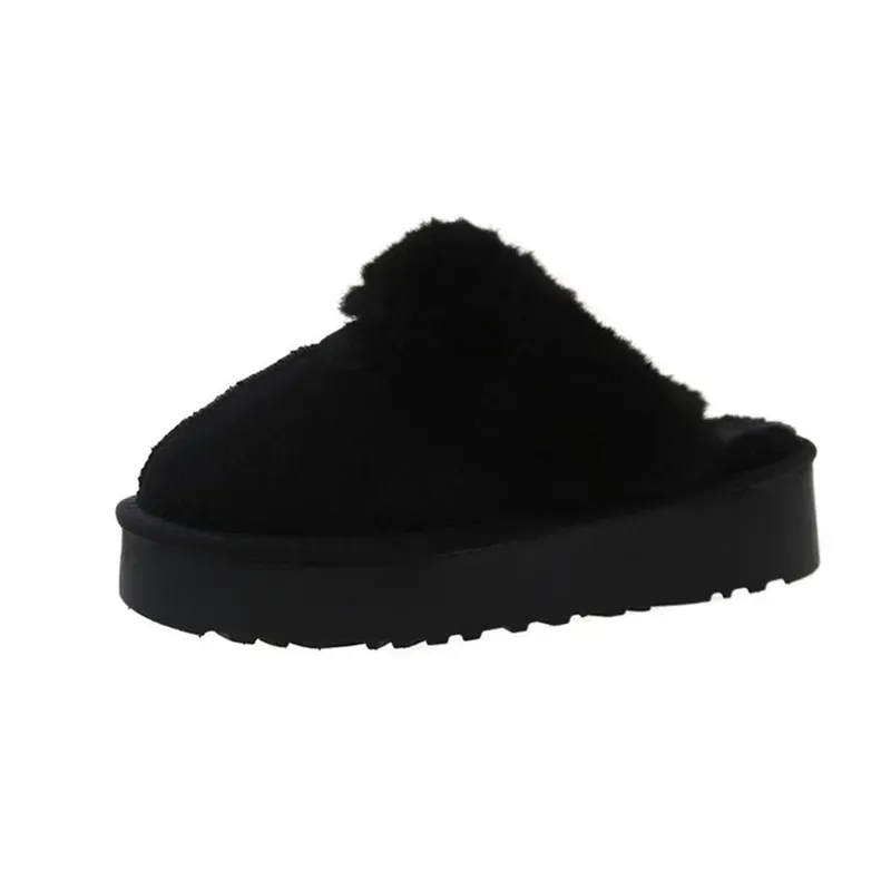 new Free Shipping Designer Slippers For Woman Indoor Outdoor Sliders Keep Warm Thick Woolen Vintage Casual Plush Sandals_desvips.com