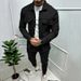 Men's clothing button suede casual jacket pants 2-piece set_desvips.com