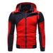 New Men's Personality Color Block Double-Layer Zipper Cardigan Slim Fit Hooded Sweatshirt_desvips.com