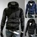 Men's Clothing Autumn and Winter New Men's Personality Colorblock Double Zipper Hooded Cardigan Slim Sweater 702_desvips.com